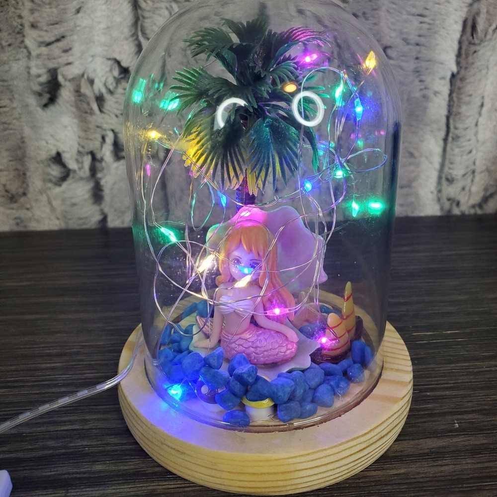 Tabletop Mermaid Beach Nightlight  - Plastic Dome, Battery Operated